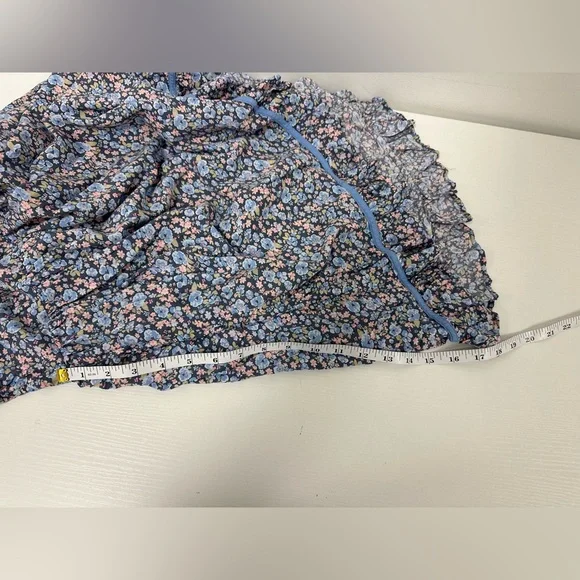 American Eagle Outfitters Blue Floral Babydoll Mini Dress Size Medium - Picture 7 of 8